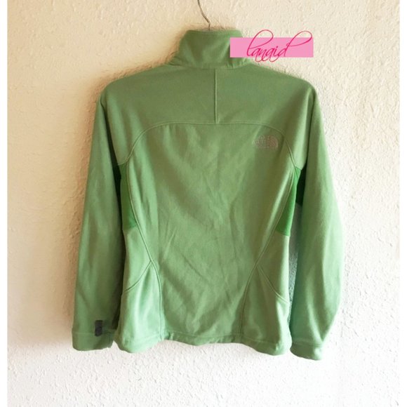 The North Face TKA 100 Full Zip Fleece Jacket Lime Green Fuzzy Teddy Warm Coat - Picture 2 of 8